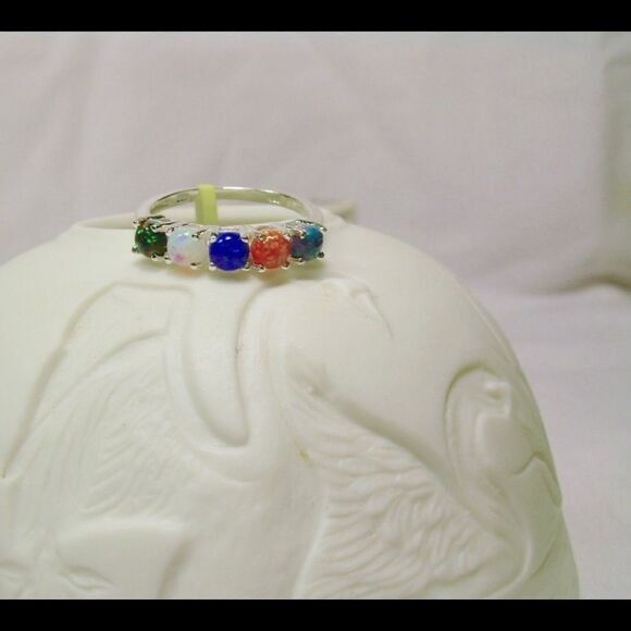 Sterling Silver MultiColor Opal Ring Jewelry - Picture 9 of 10